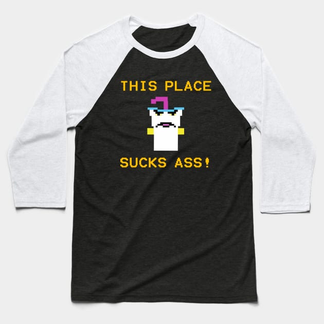 8 Bit Shake Baseball T-Shirt by wyattd